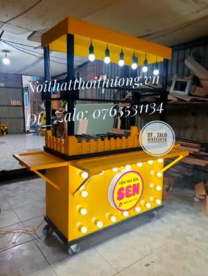 Xe trà sữa đẹp, độc, lạ chất liệu gỗ sơn màu sắc đẹp mắt
