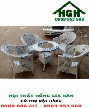 Bộ bàn ghế mây nhựa HGH1