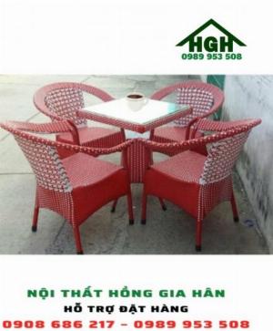 Bộ bàn ghế mây nhựa HGH2