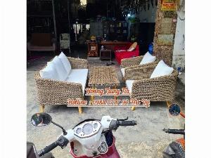 Sofa mây cafe cao cấp dây tròn sofa