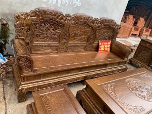 Mẫu Bộ Bàn Ghế Phòng khách Khổng Minh 6 Món & Kệ Tivi Cột Nho Đồ Gỗ Mạnh Mộc