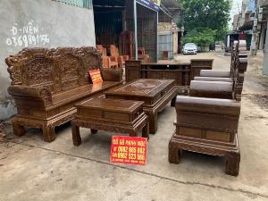 Mẫu Bộ Bàn Ghế Phòng khách Khổng Minh 6 Món & Kệ Tivi Cột Nho Đồ Gỗ Mạnh Mộc