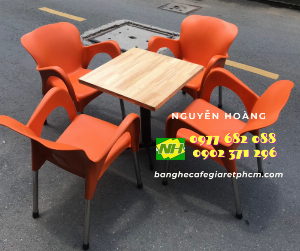 Ghế nhựa đúc nguyên khối quán cafe vỉa hè nội thất Nguyễn Hoàng Sài Gòn