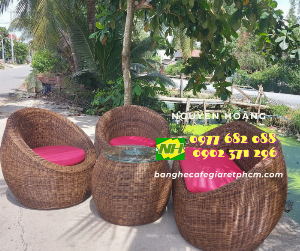 Bộ Bàn ghế Sofa mây trứng có đệm nhung Nội Thất Nguyễn Hoàng Sài Gòn