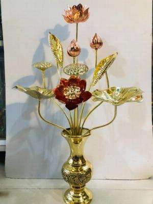 Hoa sen thờ cúng bằng đồng vàng cao 65cm