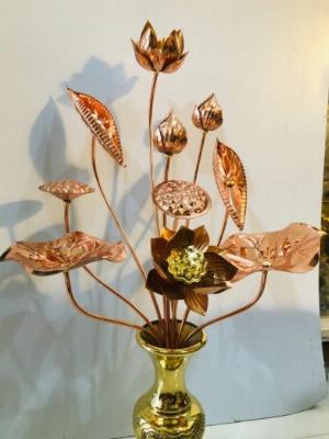 Hoa sen thờ cúng bằng đồng đỏ cao 70cm