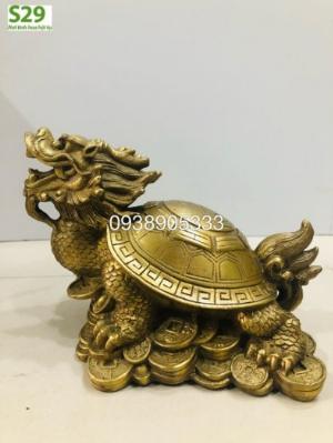 Tượng rùa đầu rồng bằng đồng cao 15cm