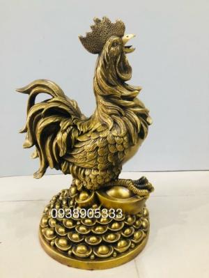 Tượng gà trống đứng mân vàng cao 40cm