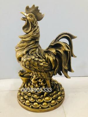 Tượng gà trống đứng mân vàng cao 40cm