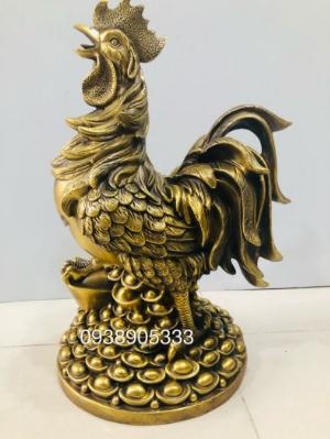 Tượng gà trống đứng mân vàng cao 40cm