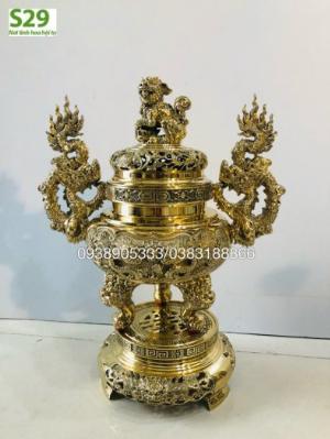 Quả đỉnh thờ cúng bằng đồng cao 35cm