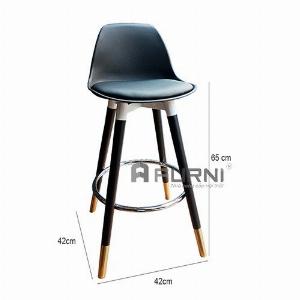 Ghế đảo bếp cao 65 cm thân nhựa có nệm chân gỗ ống đồng CB2152-65P hiện đại giá rẻ TpHCM