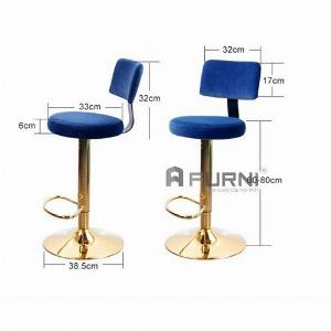 Ghế quầy bar tăng giảm nệm nhung chân vàng CB2268B-F giá rẻ tại nội thất Furni TpHCM