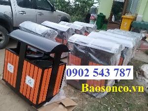 Thùng rác đôi có mái che ngoài trời