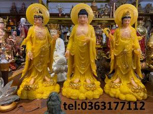 Thỉnh tượng phật Tây Phương Tam Thánh đứng bằng bột đá Đài Loan cao cấp