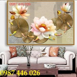 Gạch tranh 3d, tranh hoa sen ốp tường HP9226