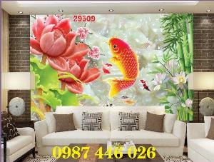 Gạch tranh 3d, tranh hoa sen ốp tường HP9226