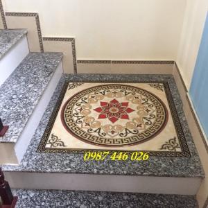 Gạch cầu thang, thảm gạch chiếu nghỉ khắc vàng