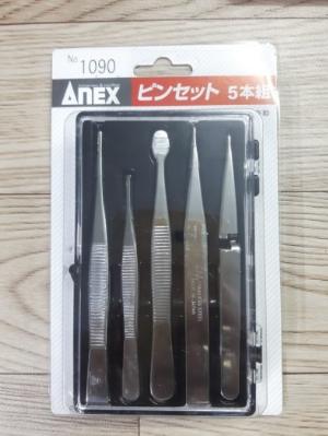Bộ nhíp inox 5 chi tiết Anex 1090.Made in Japan