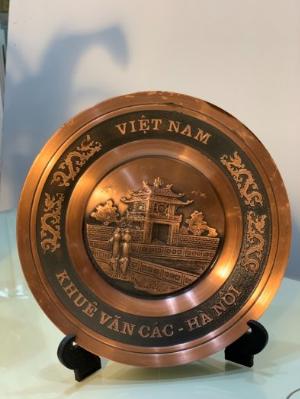 Đĩa quà tặng Khuê Văn Các bằng đồng đỏ