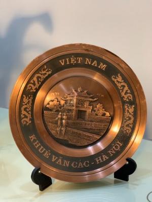 Đĩa quà tặng Khuê Văn Các bằng đồng đỏ