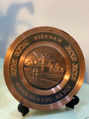 Đĩa quà tặng Khuê Văn Các bằng đồng đỏ