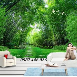Gạch tranh hàng cây rừng tre HP068