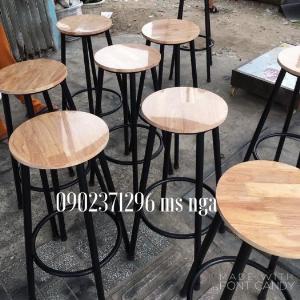 Ghế bar chân sắt trà sữa-kem
