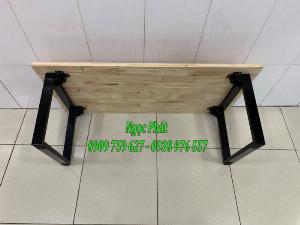 Bàn Gỗ Chân Sắt Gấp Gọn Size 100cm - NGỌC PHÁT