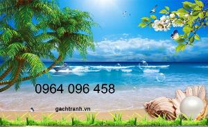 Gạch tranh 3d bờ biển cây dừa - CBB77