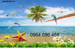 Gạch tranh 3d bờ biển cây dừa - CBB77