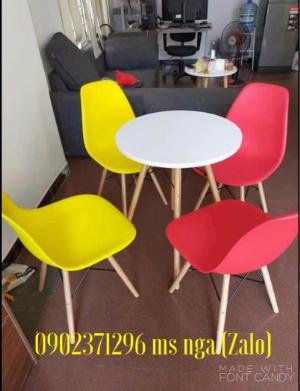 Ghế nhựa chân gỗ cafe