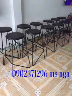 Ghế bả không lưng chân sắt mặt gỗ+nệm