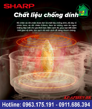 Nồi Chiên Không Dầu 5.5L Sharp KF-AF55EV-BK Chính Hãng