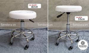 Ghế xoay Spa không tựa giá rẻ màu trắng GHEKT038