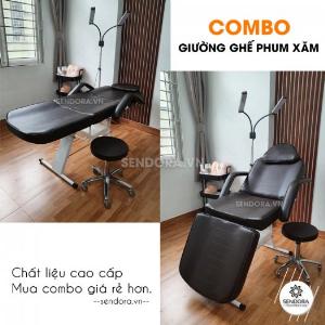 Bộ giường ghế phun xăm cao cấp 3558&9260 – Màu nâu