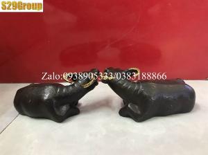 Đôi Trâu nằm nâu bằng đồng cao 7cm