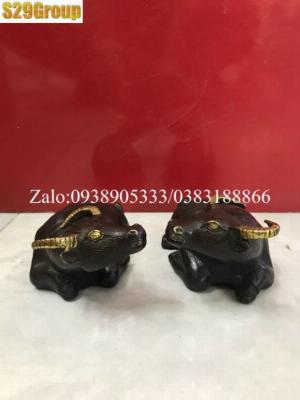 Đôi Trâu nằm nâu bằng đồng cao 7cm
