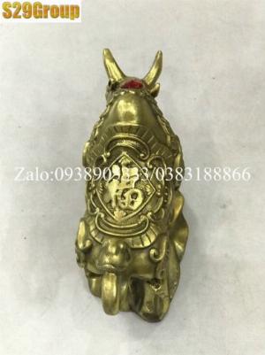 Trâu đuôi như ý cúi đầu bằng đồng dài 18cm