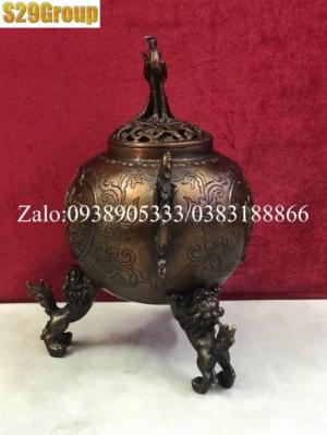 Xông Trầm Công nâu bằng đồng cao 20cm