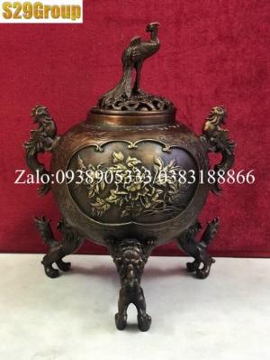 Xông Trầm Công nâu bằng đồng cao 20cm