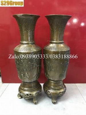 Đôi lọ hoa bát mã dáng cao bằng đồng cao 33cm