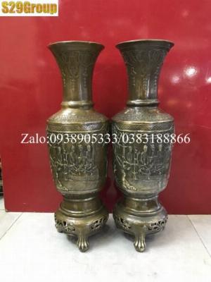 Đôi lọ hoa bát mã dáng cao bằng đồng cao 33cm