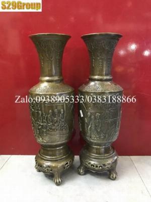 Đôi lọ hoa bát mã dáng cao bằng đồng cao 33cm
