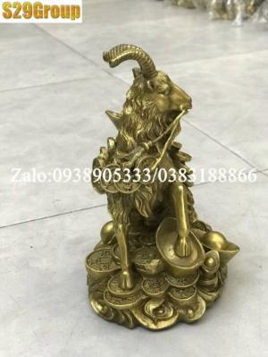 Dê cõng vàng bằng đồng cao 18.5cm