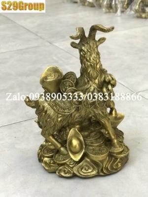 Dê cõng vàng bằng đồng cao 18.5cm