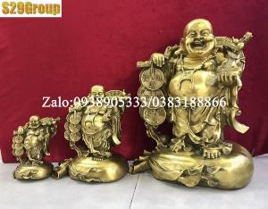 Di Lặc gánh tiền bằng đồng cao 40cm