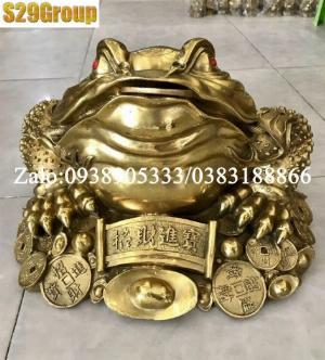 Thiềm thừ ngậm tiền bằng đồng cao 25cm
