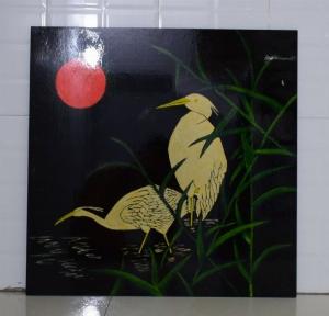 Tranh sơn mài nguyên tấm vuông 60x60cm