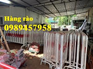 Rào chắn cây xăng 1mx2m, Hàng rào di động có bánh xe và sơn phản quang